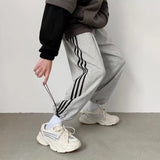 Ilooove Men's Y2K Vintage 2023 Casual Wide Leg Pants Sweatpants Jogging Women Stripe Sports Sweat Drawstring Pants Streetwear For Men