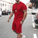 Men Clothing T-shirt Suits Shorts and T Shirt Set Solid Colored Crew Neck Drawstring 2 Piece Apparel Designer Sportswear Classic