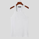 2023 Fashion Men Tank Tops Solid Color O-neck Sleeveless Skinny Vacation Casual Vests Streetwear Party Men Clothes S-5XL