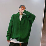 Trend Men's Cold Blouse Trench Coarse Male Coat Windbreaker Winter Swweatshirts Green Sweater Fashion Korea Y2K Clothes For Men