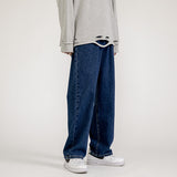 2023 New Korean Fashion Men's Baggy Jeans Classic Unisex Man Straight Denim Wide-leg Pants Hip Hop Bagy Light Blue Grey Black