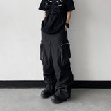 Black Baggy Cargo Pants Fashion Harajuku Straight Trousers Men's Y2K Vintage Baggy Casual Pocket Streetwear Hip Hop Korean Style