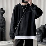 Handsome fake two-piece sweatshirt men women spring autumn Korean students long-sleeved shirt hip hop oversized lover hoodies