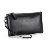 Genuine Leather Women Clutch Wallet High Quality Real Cow Leather Long Wallets Wrist Strap Female Purse Solid Money Phone Bag