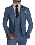 Male Blazer Sets Peak Lapel Double Breasted 3Pcs Solid Color Elegant Slim Fit Men Suits Wedding Prom Groom (Blazer+Vest+Pant)