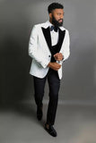 White Floral Suits Tuxedos for Men Wedding Prom Groomsmen Male Fashion Blazer African Fashion Costume (Jacket+Pants+Vest) 2023