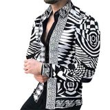 New Luxury Social Men Shirts Turn-down Collar Buttoned Shirt Casual Leopard Print Long Sleeve Tops Men's Clothing Prom Cardigan