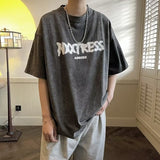 Washed T-shirt Men Hip Hop Oversize Letter Printed Summer Cotton Short Sleeve Tee High Street Harajuku Unisex Couples Top