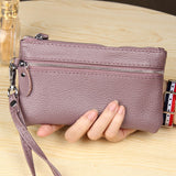 Genuine Leather Women Money Bag Versatile Solid Female Long Card Hold Wallet High Quality Lady Clutch Purse Wristlet Phone Bags