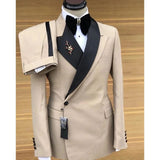 Double Breasted Men Suits Slim Fit 2 Pieces Wedding Groom Tuxedo Formal Italian Fashion Blazer (Jacket+Pants) Custom Costume