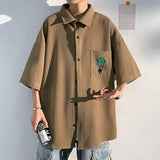 Summer Men's Pocket Decorative Design Coats Loose Short Sleeve Shirts Fashion Hawaiian Shirts Cargo Camisa Masculina M-5XL