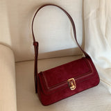 Vintage Elegant Red Shoulder Bag for Women Gentle Designer Handbag Small Lipstick Retro Purse Square Female Wedding Bag