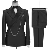 Custom Made Groom Tuxedo with Double Breasted Black Peaked Lapel Men Suits Slim Fit Wedding Prom Party 2 Piece Costume