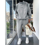 2023 Autumn Winter Tracksuit Two Piece Sets Hip Hop Men Pant Sports Wear Fashion Clothing Solid Color Sweatsuit Jogging Suit