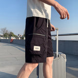 Black/Khaki Fashion Side Pockets Knee Length Shorts For Men Clothing 2023 All Match Comfortable Straight Casual Short Homme 36