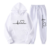 2023 Men's and Women's Plush Sweater Set Autumn and Winter Men's Heart Picture Hoodie Trendy Brand New Men's Set