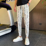 Black/White Summer Thin Vertical Stripe Harem Pants For Men Clothing 2023 Slim Fit Casual Ankle Length Joggers Trousers 36-28