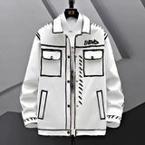 Ilooove New Spring Autumn Casual Jackets Korean Fashion Short Lapel coat Decoration Body Men's Jacket High Quality Hip Hop Coats Men