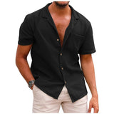 Men's Loose big size Hawaiian Shirts Fashion Causal Cotton Linen Button Down Holiday Shirts