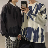 Couple Sweater Autumn Winter Men's Round Neck Knitted Pullovers Graffiti Oversized Male Round Neck Vintage Clothing