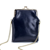 Vintage Genuine Leather Women Clip Bags Small Chain Crossbody Bag Fashion Kiss Lock Phone Bags High Quality Daily Purse Bag