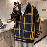 2023 British Retro Cardigan Sweater New Korean Harajuku Academic Knitted Sweater Pullover Hip Hop Streetwear Loose Knitwear Tops