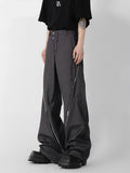 Niche Design Zipper Slit Men Trousers Straight Tube Casual Pants 2023 Wide Leg Darkwear Solid Color Male Fashion 9A5414