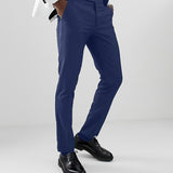 Black Men Pants with Side Satin Stripe One Piece Official Slim Fit Formal Male Trousers Fashion Clothes for Wedding Evening
