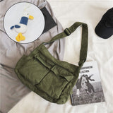 2023 Literary Package Large Capacity Canvas Shoulder Bags Solid Soft Denim Leisure or Travel Bag for Women Fashion  Fatchels