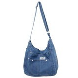 Multi Pocket Female Shoulder Bags High Quality Jeans Soft Portable Lady Chic Tote Bags Washed Denim Casual Women's Crossbody Bag