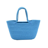 New 2023 Casual Solid Color Woven Bag Women Small Tote Straw Bag Beach Vacation Travel Shopping Shopper Handbag Female Open Bag