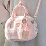 Sweet Handbags for Women 2023 Pink Messenger Bag Trendyol Cute Lady Casual Furry Kawaii Japanese Cotton Shoulder Bag