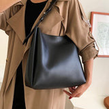 Fashion Leather Tote Bag for Women 2023 Tend Female Simple Large High Capacity Shoulder Side Bag Handbags and Purses