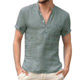 High Quality New Men'S Linen V Neck Bandage T Shirts Male Solid Color Long Sleeves Casual Cotton Linen Tshirt Tops S-3xl