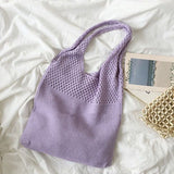 Knitted HandBag For Women Beach Hobo Bag Casual Lightweight Shoulder Tote Bag Female Boho Style Shopping Woven Handbag