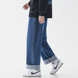 2023 New Men's Loose Jeans University Style Student Baggy Casual Light Blue Pants Fashion Straight Black Wide Leg Pants 2XL 3XL