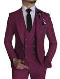 Male Blazer Sets Peak Lapel Double Breasted 3Pcs Solid Color Elegant Slim Fit Men Suits Wedding Prom Groom (Blazer+Vest+Pant)