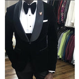 Black Velvet Wedding Tuxedo 3 Piece African Men Suits for Prom Slim Fit Groom Male Fashion Costume Jacket Waistcoat with Pants