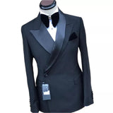 Double Breasted Men Suits Slim Fit 2 Pieces Wedding Groom Tuxedo Formal Italian Fashion Blazer (Jacket+Pants) Custom Costume