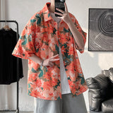 2023 Summer New Men's Flower Shirts Short Sleeve Casual Blouses Harajuku Hawaii Female Large Size Clothing