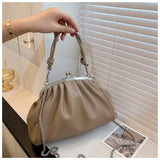 Vintage Women Tote Handbags PU Leather Chain Crossbody Shoulder Bag Small Female Clip Bags Fashion Kiss Lock Purse Bag for Women