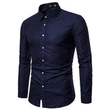 M-5XL Men's New Dot-Print Business Casual Shirt Men's Long Sleeve Shirts The Office Mens Cotton Shirts Regular Fit  Large Size