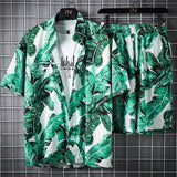 Men Summer Beach Floral Shirt 2 Piece Set Fashion Holiday Hawaiian Shirt + Shorts Sets Thin Quick Dry Casual Print Short Sleeve