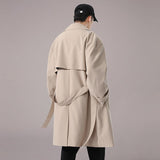 Elegant Men's Trend Trench Coat Outerwear Belte Cotton Windbreaker Jaqueta Jacket Oversized Overcoat Male British Trench For Men