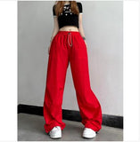 2023 Summer Men's Streetwear Hip Hop Casual Pants Quick Drying Elastic Waist Solid Color Sweatpants Fashion Trend Trousers