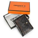 Genuine Leather Wallet Women Small Metal Frame Purse Ladies Hasp and Zipper Coin Pocket Credit Card Holder