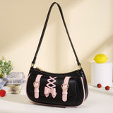 Lolita Shoulder Bags for Women Cute Bow Jk Sweet and Kawaii Lipstick Purses and Handbags All-match Leather Underarm Bag Sac