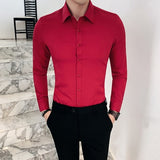 Plus Size 7XL 6XL 5XL Solid Business Formal Wear Long Sleeve Men Dress Shirts Simple All Match Slim Fit Casual Chemise Homme Hot