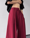 2023 Men's Fashion Trend High Quality Casual Pants Striped Printing Ice Silk Fabric Red/Black Color Loose Suit Pants M-2XL