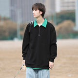 Korean wind Sweatshirt  Men Women Lapel Collar Hoodie Trendy Harajuku College Style Oversize Casual Sports Polo lapel sweater